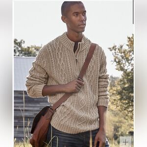 Garnet Hill chunky cable knit 1/4 zip size large